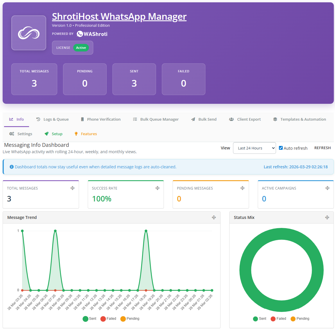 ShrotiHost WhatsApp Manager hero preview